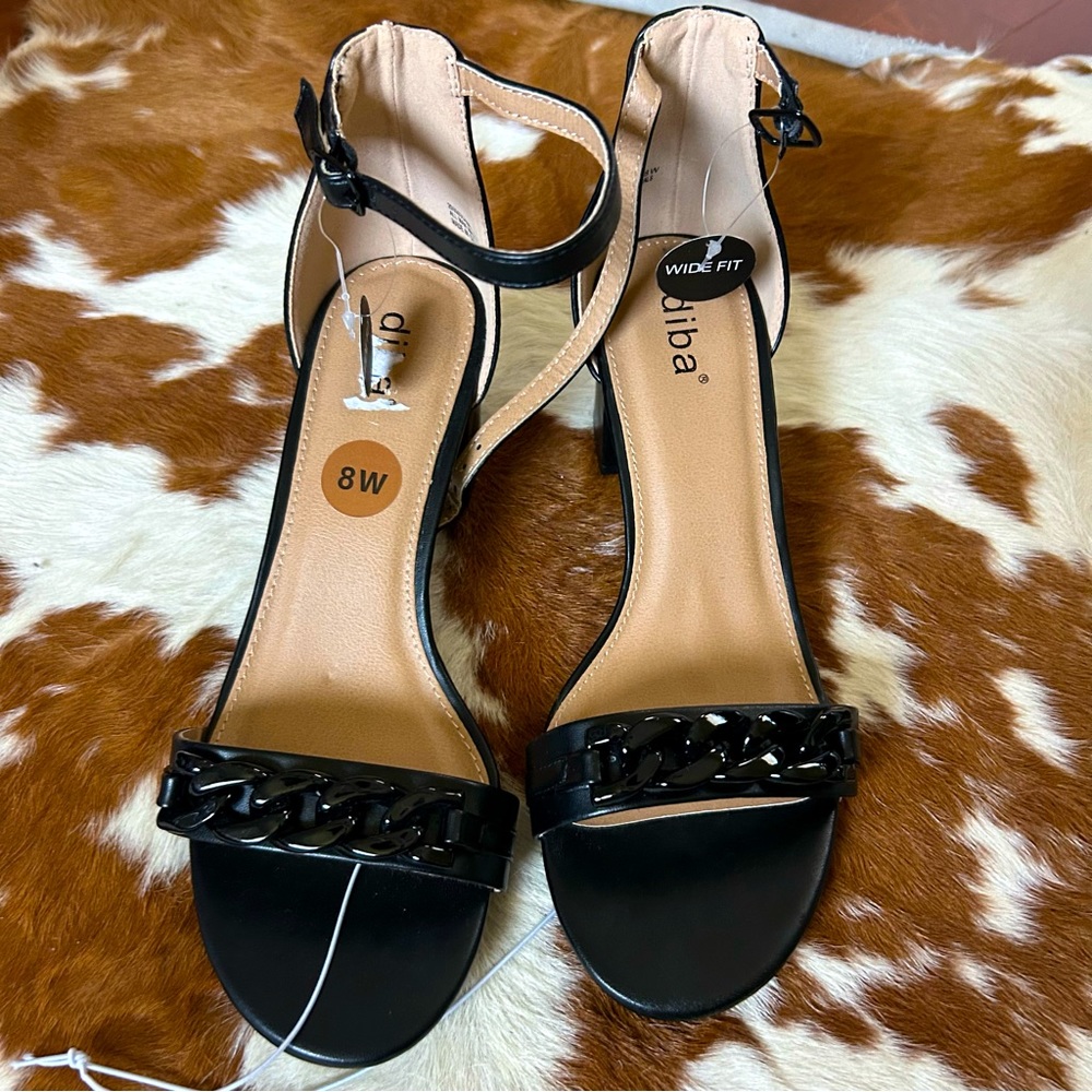 Torrid Black Wide Fit Heeled Sandals With Chain Accents 👠